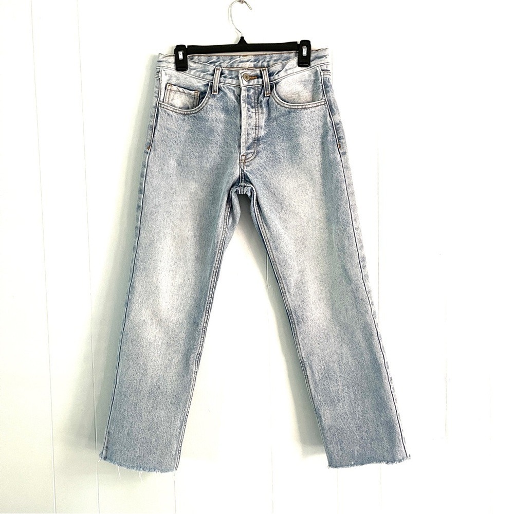 John Galt Brandy Melville Light Wash Straight Leg Raw Hem Jeans Size M Y2K